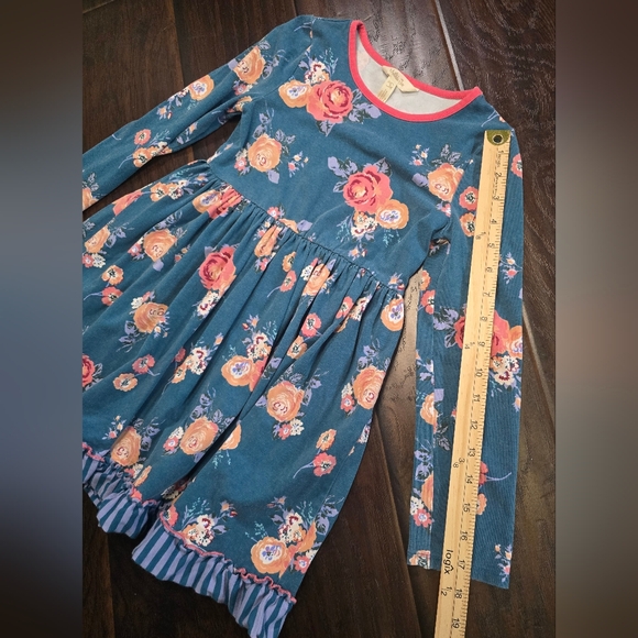 Matilda Jane Girls Blue Long Sleeve Floral Dress Size 8 - Picture 5 of 9